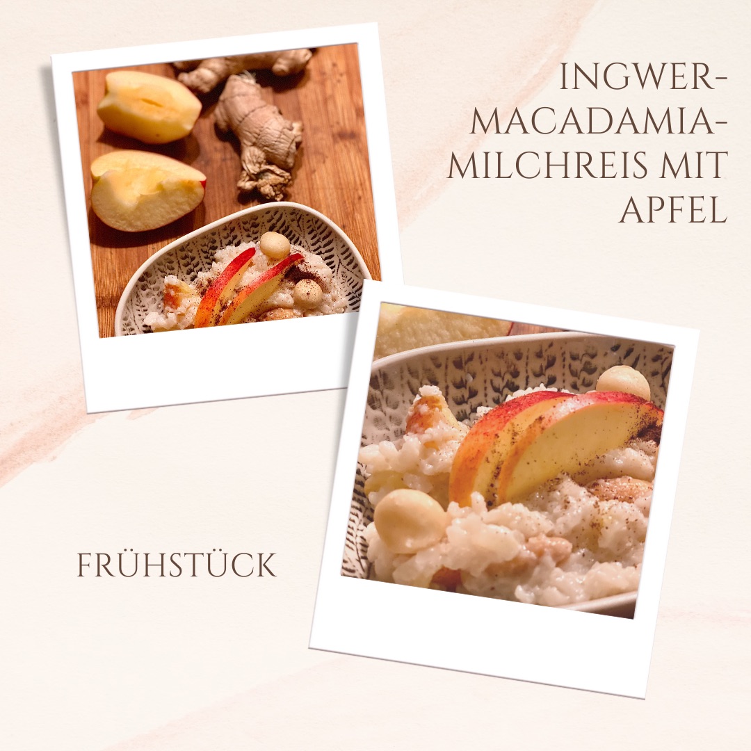 Macadamia-Milchreis mit Ingwer und Apfel